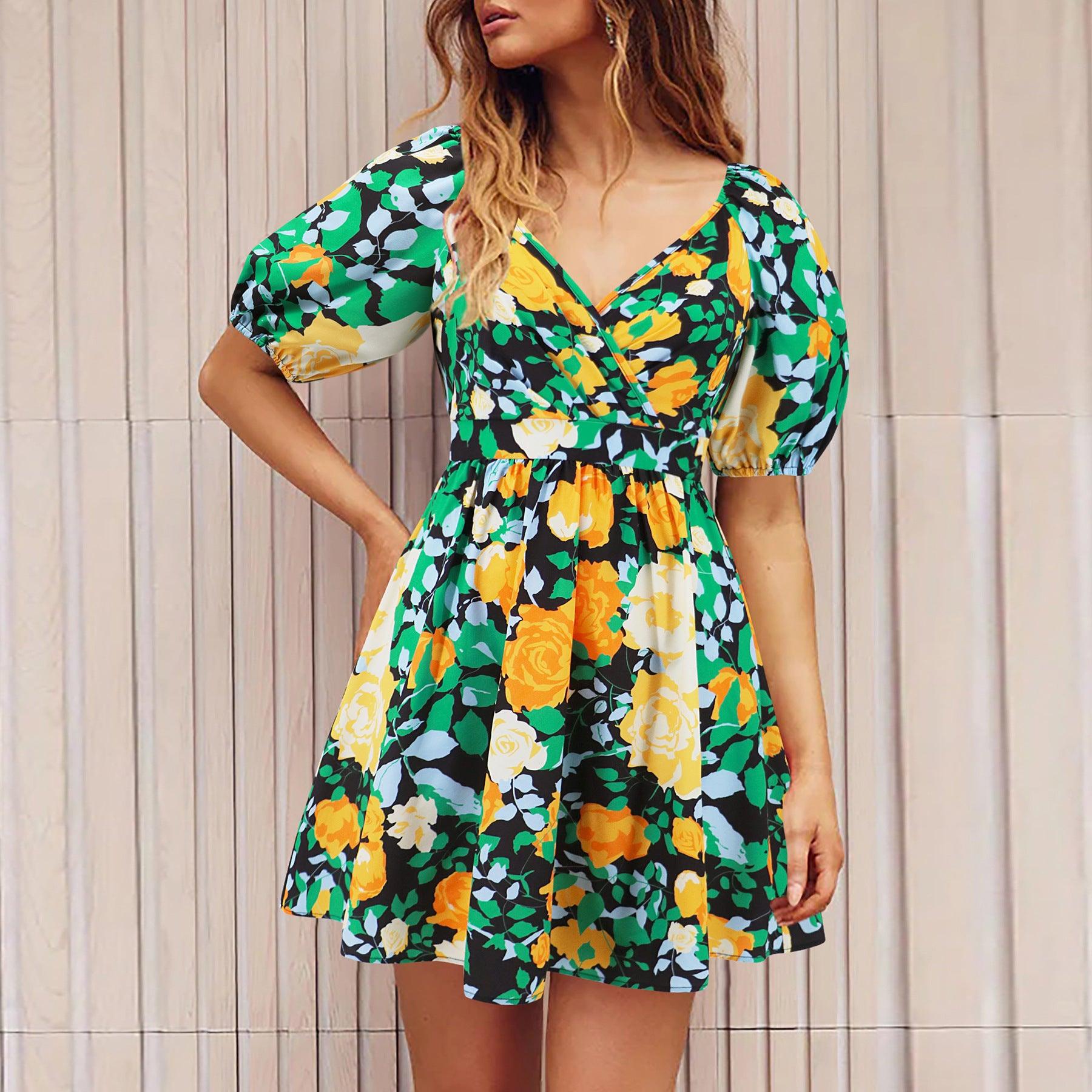 Blooming Floral Summer Mini Dress - MINOOO's