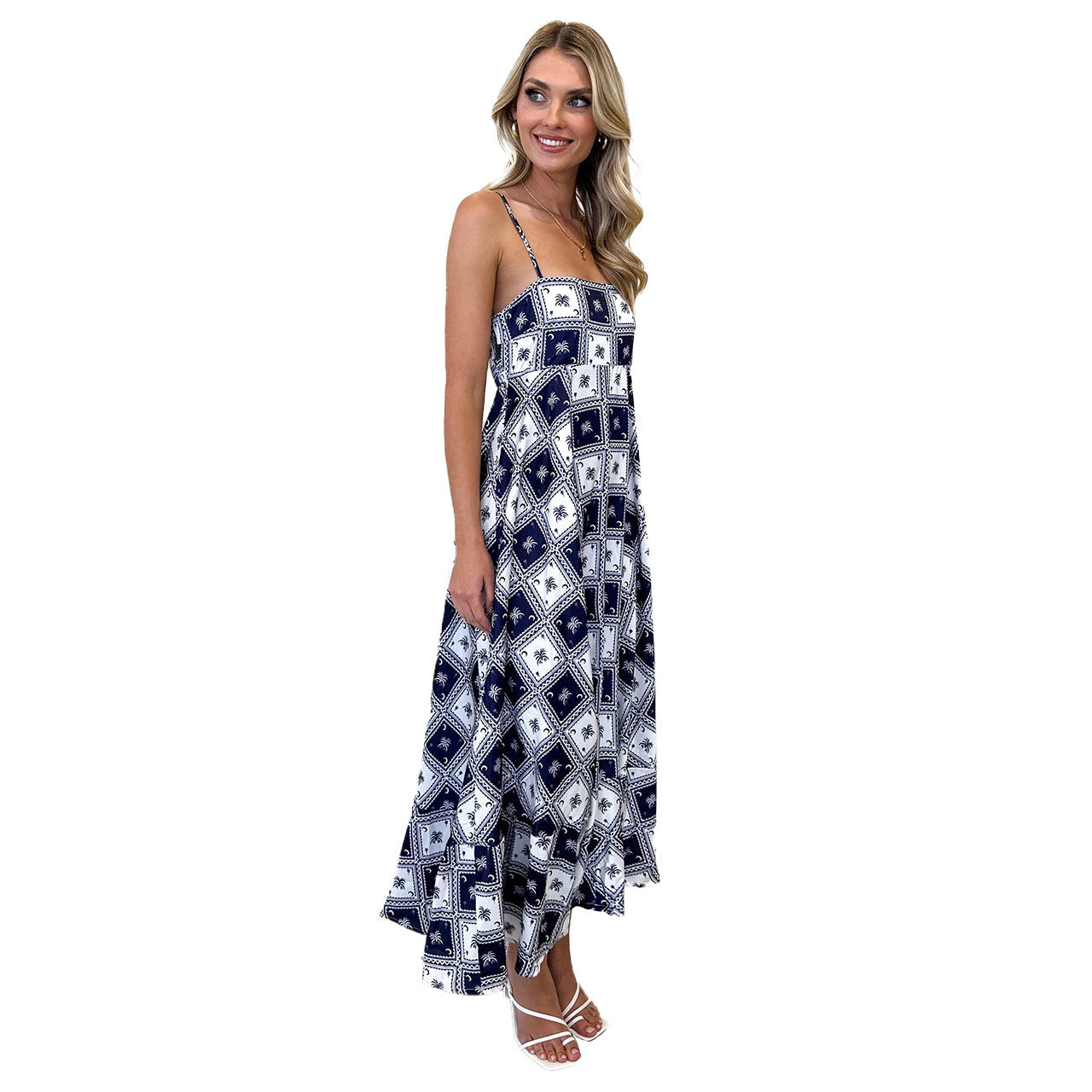 Floral Print Suspender Summer Long Dress - MINOOO's