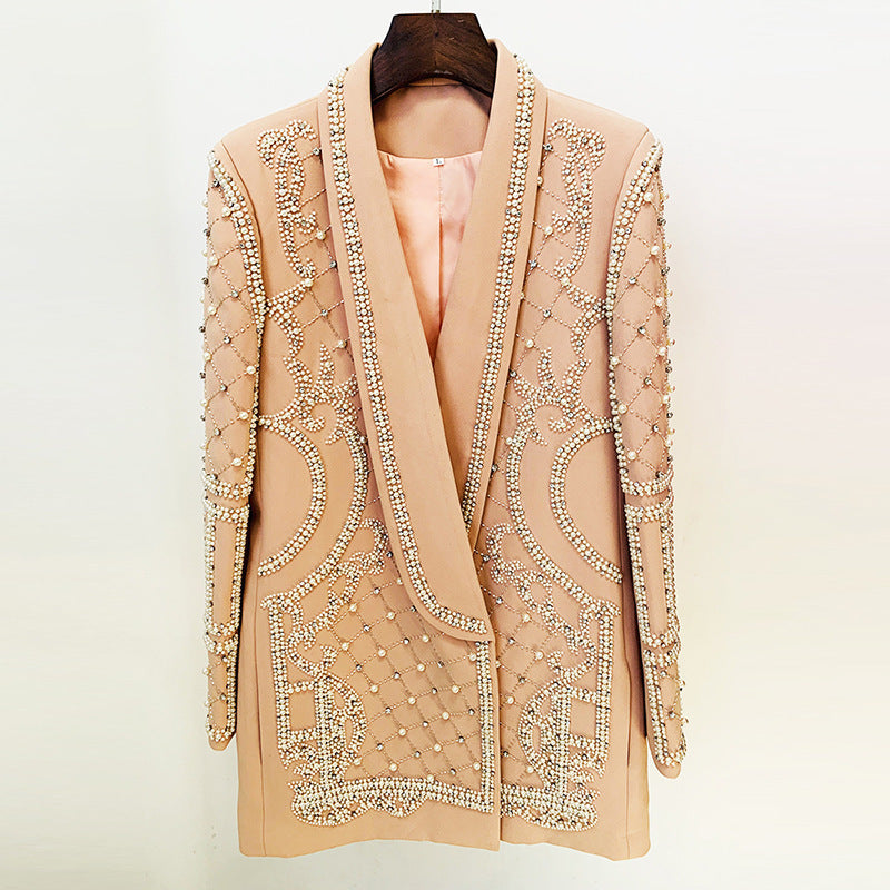 Opulent Elegance: Handmade Beaded Suit dress Jacket - MINOOO's