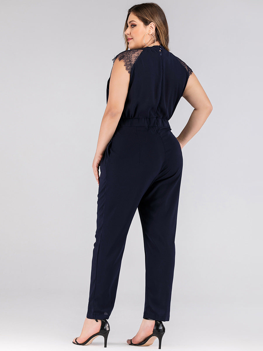 Plus size women's lace jumpsuit trousers - MINOOO's