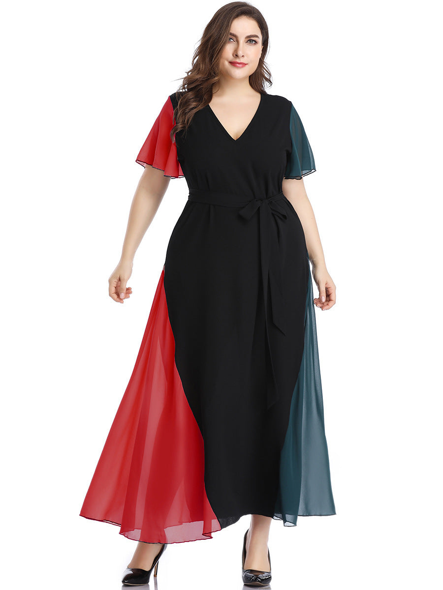 Color-Block Maxi Dress for Plus Size Women - MINOOO's