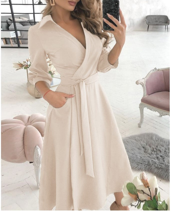 Summer New Geometric Print Belt Dress - MINOOO's