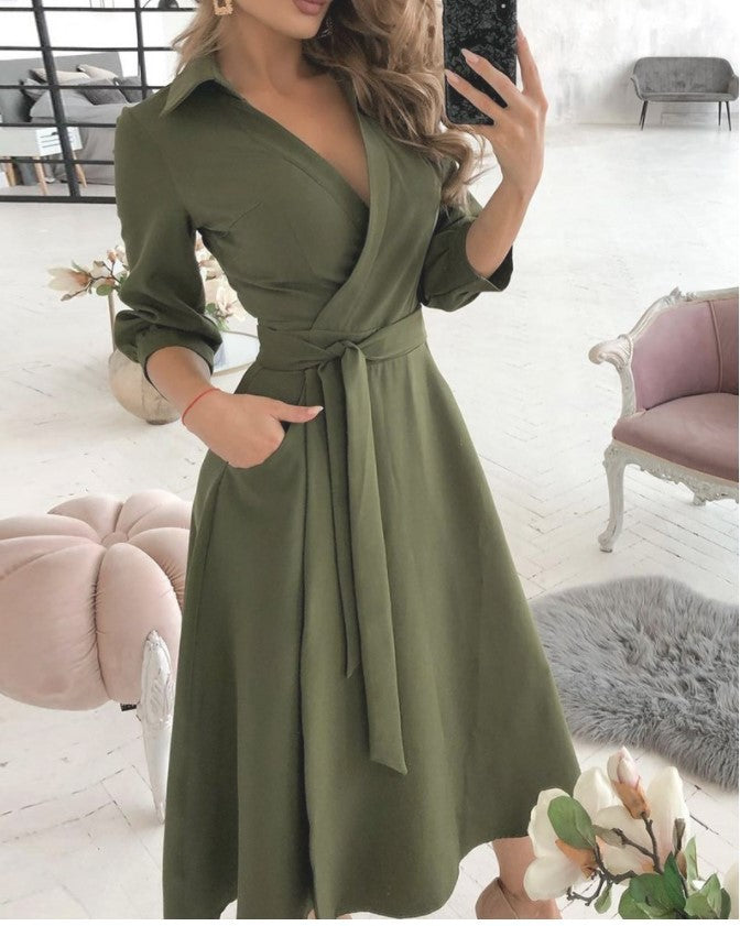 Summer New Geometric Print Belt Dress - MINOOO's