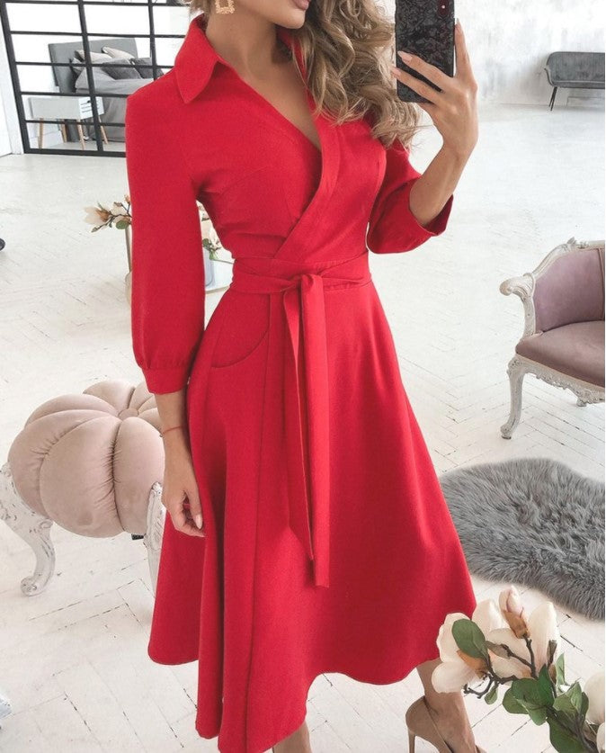 Summer New Geometric Print Belt Dress - MINOOO's