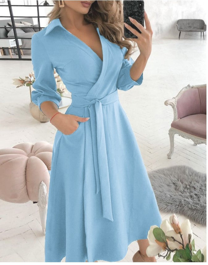 Summer New Geometric Print Belt Dress - MINOOO's