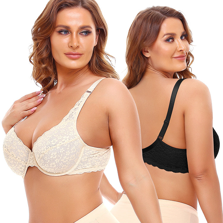 Underwired Lace Jacquard +Size Bra - MINOOO's