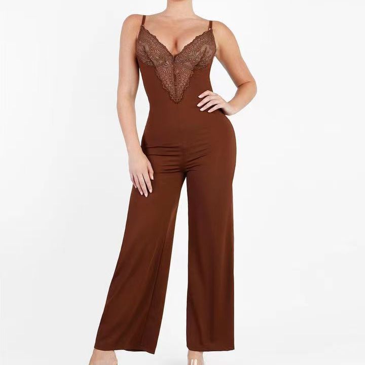 Lace Push Up Belly Contracting And Close-fitting Jumpsuit - MINOOO's
