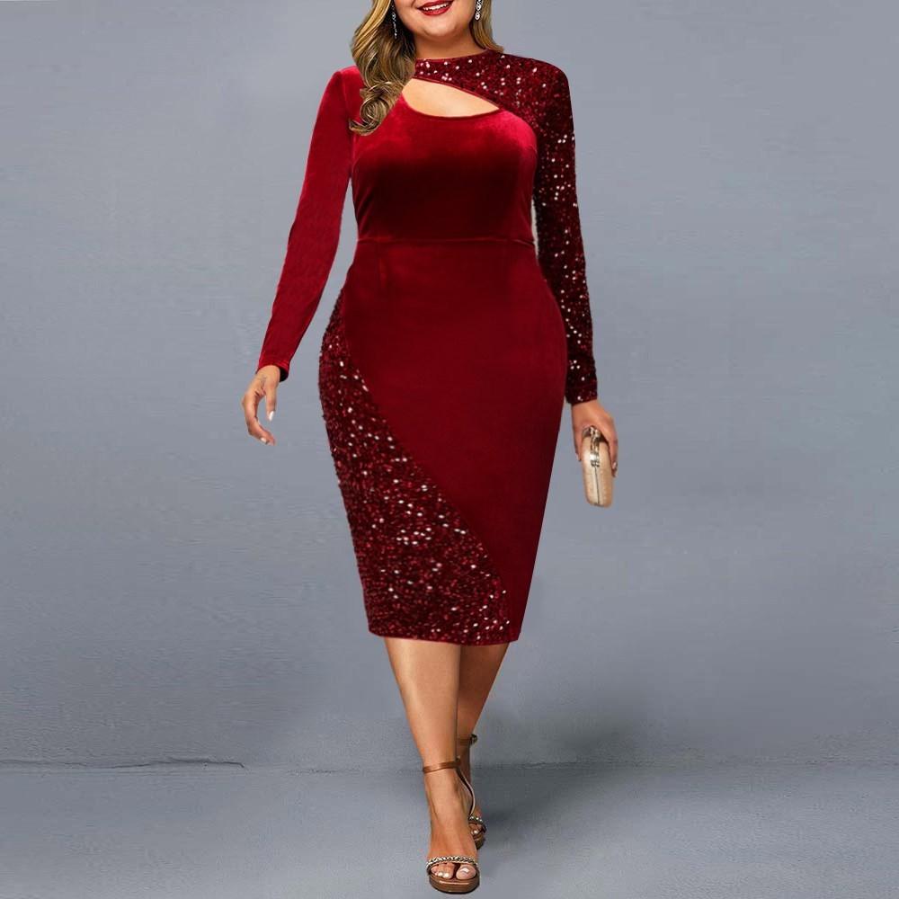 Ruby Plus Size Velvet Midi Dress - MINOOO's