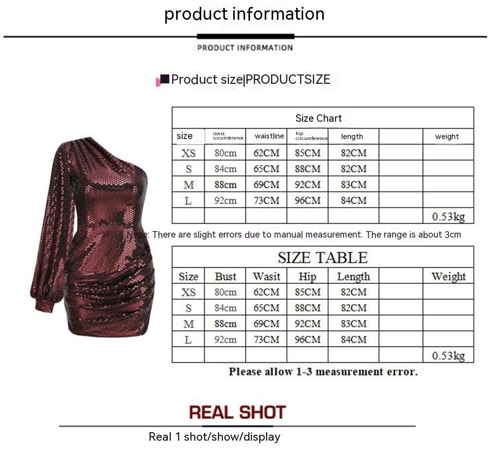 Glamorous One-Shoulder Sequin Mini Dress - MINOOO's