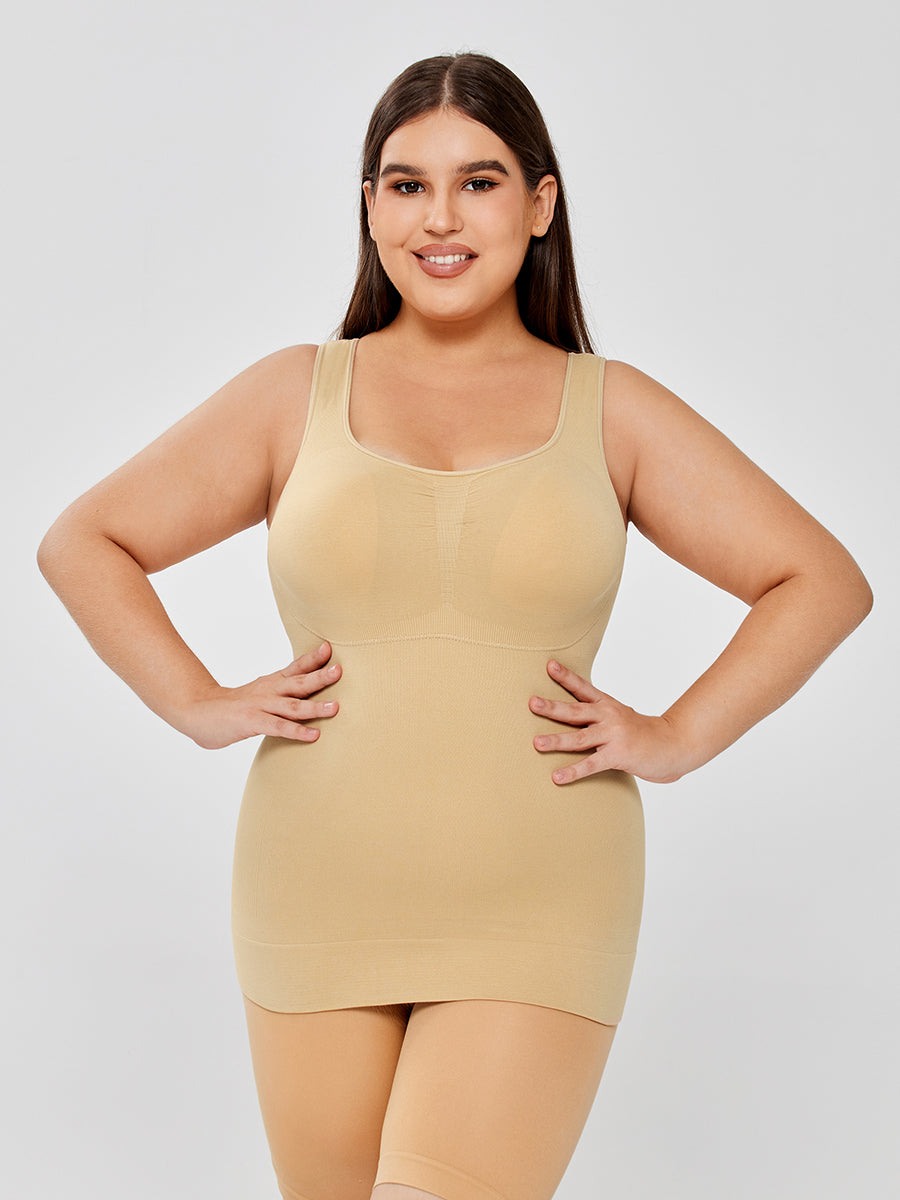 Stretch Cotton Cami With Built-in Shelf Bra - MINOOO's