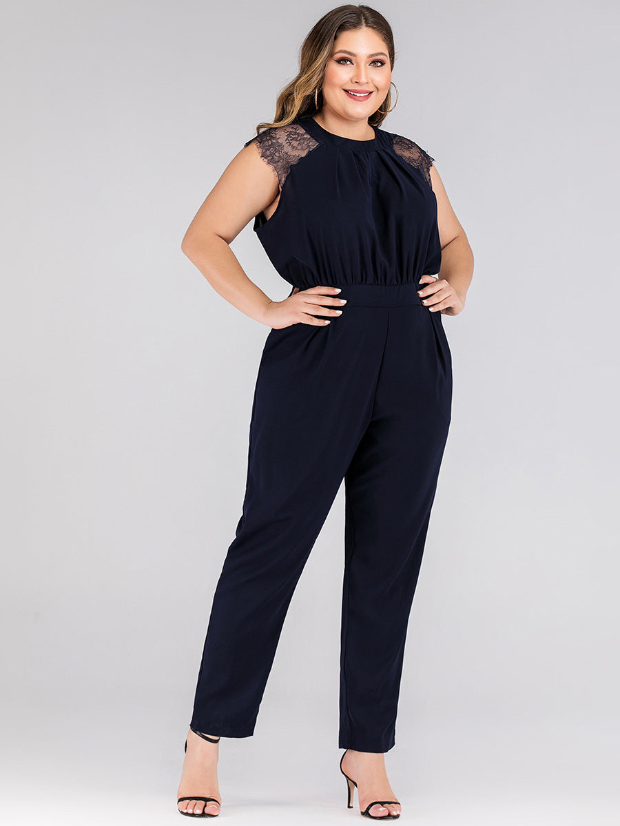 Plus size women's lace jumpsuit trousers - MINOOO's