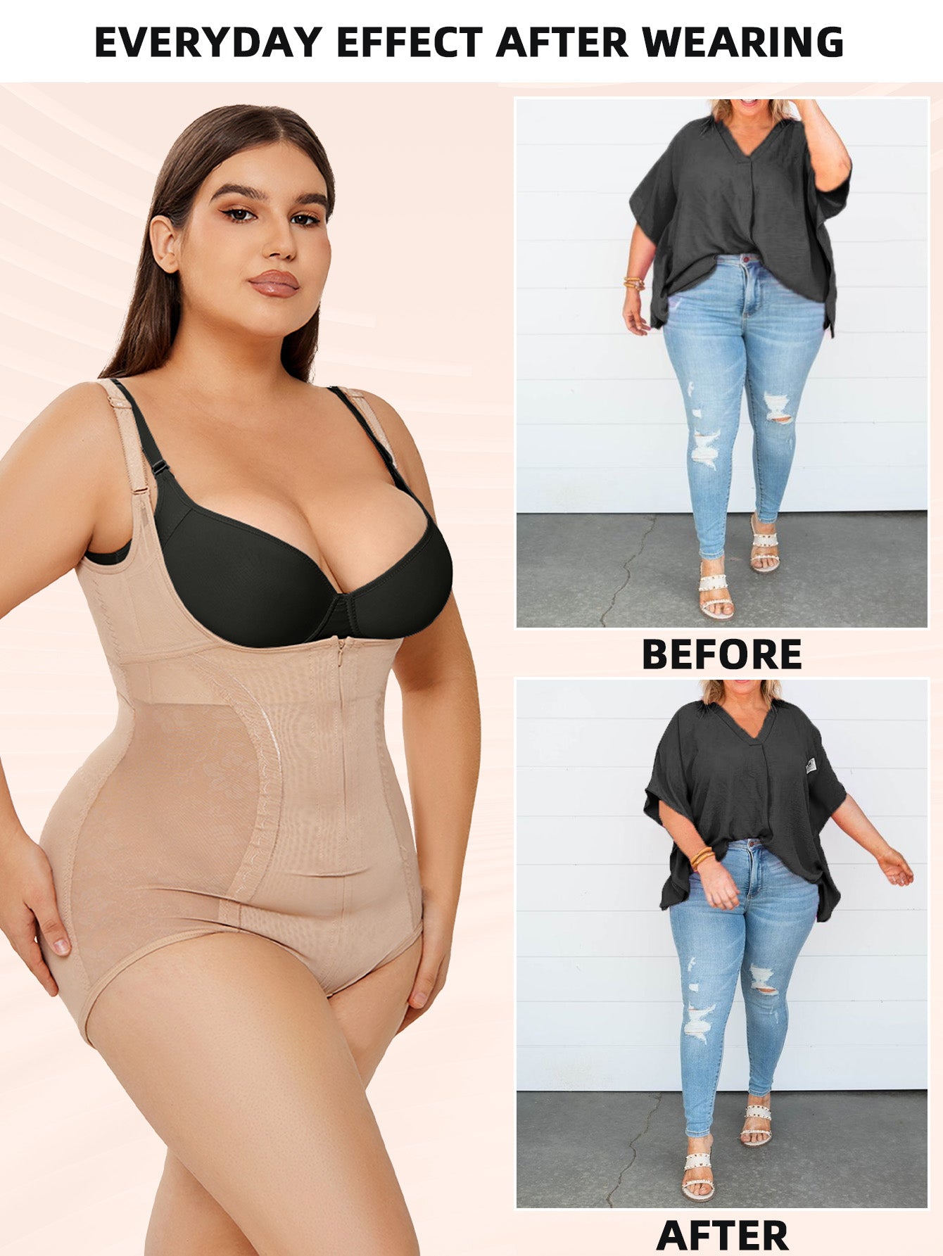 Sheer Mesh Slim Body Shaper Plus Size - MINOOO's