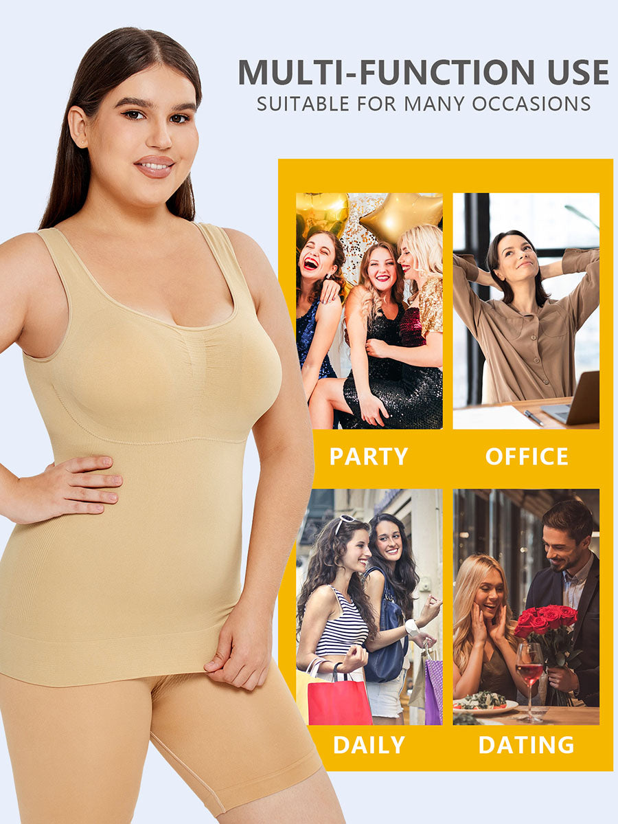 Stretch Cotton Cami With Built-in Shelf Bra - MINOOO's