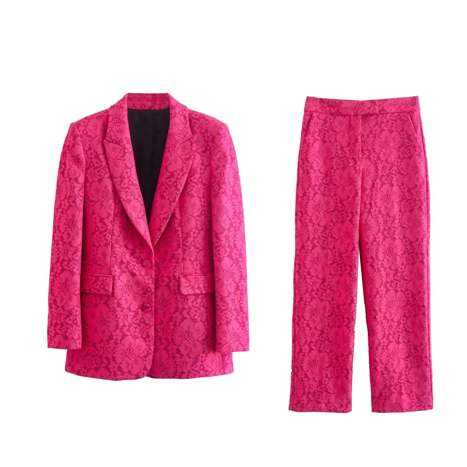 Pink Lace Blazer Suit - MINOOO's