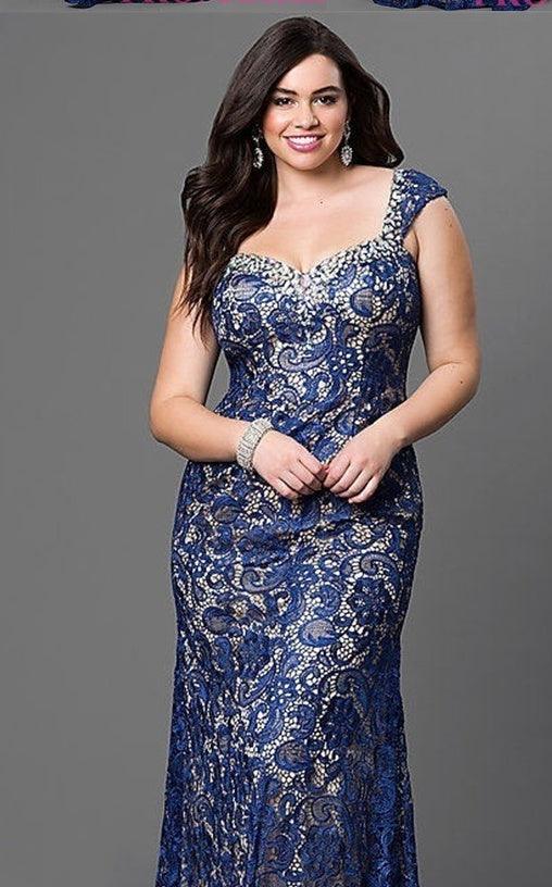 Majestic Midnight Plus Size Lace Gala Dress - MINOOO's