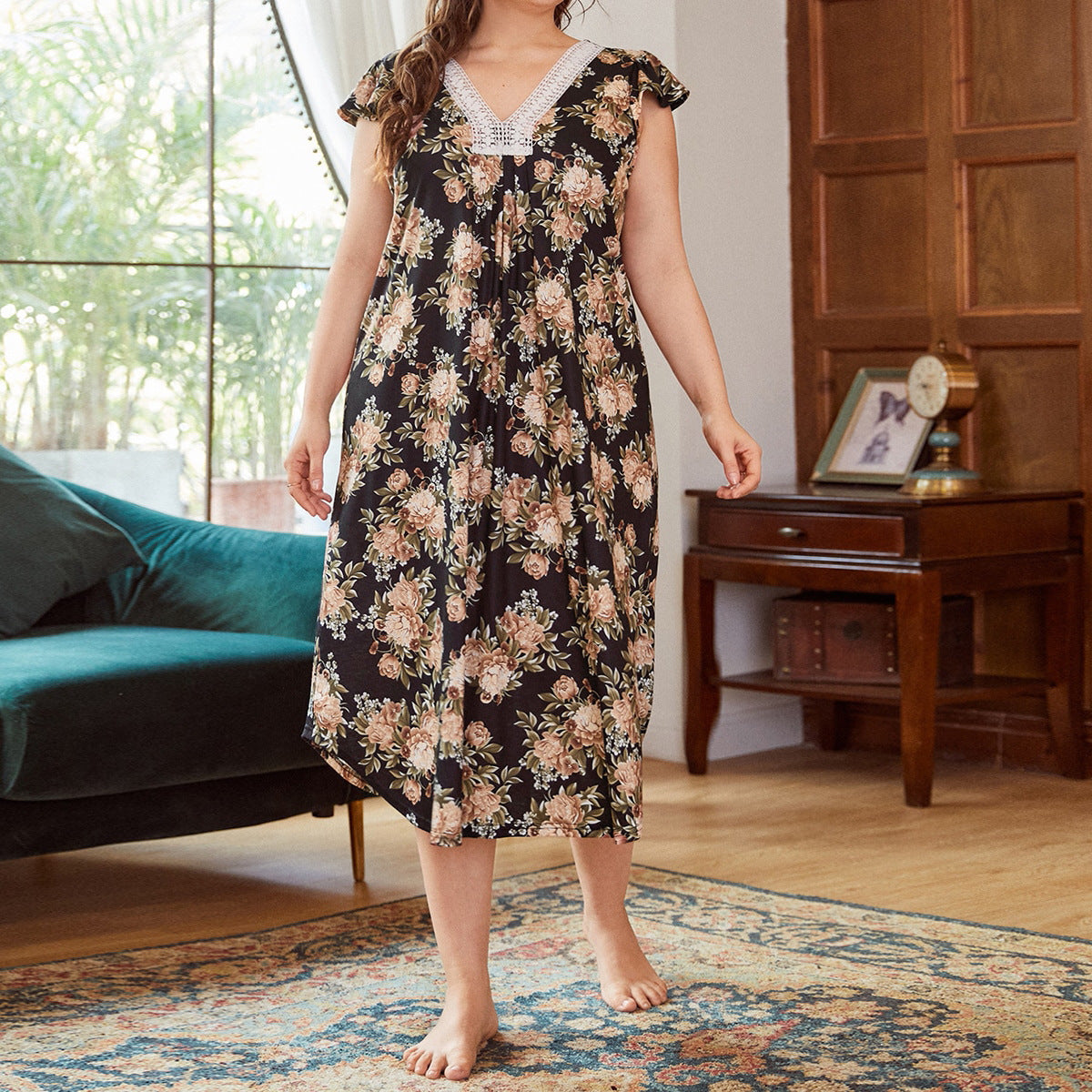 Floral Plus-Size Lounge Dress