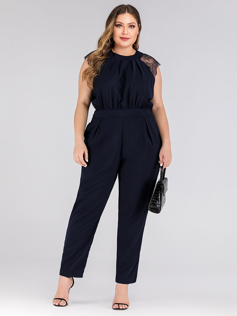 Plus size women's lace jumpsuit trousers - MINOOO's