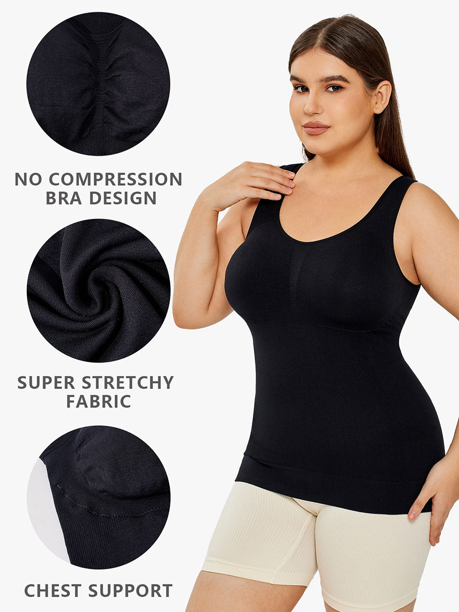 Stretch Cotton Cami With Built-in Shelf Bra - MINOOO's