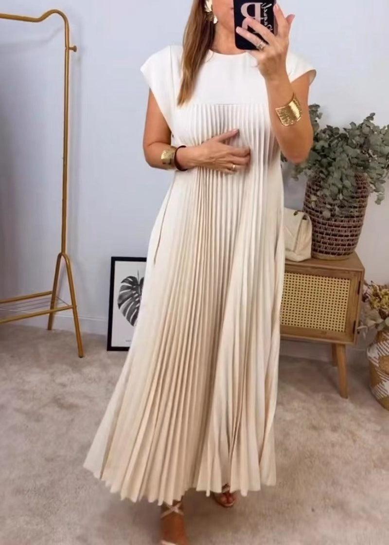Elegant Plus Size Pleated Maxi Dress - MINOOO's