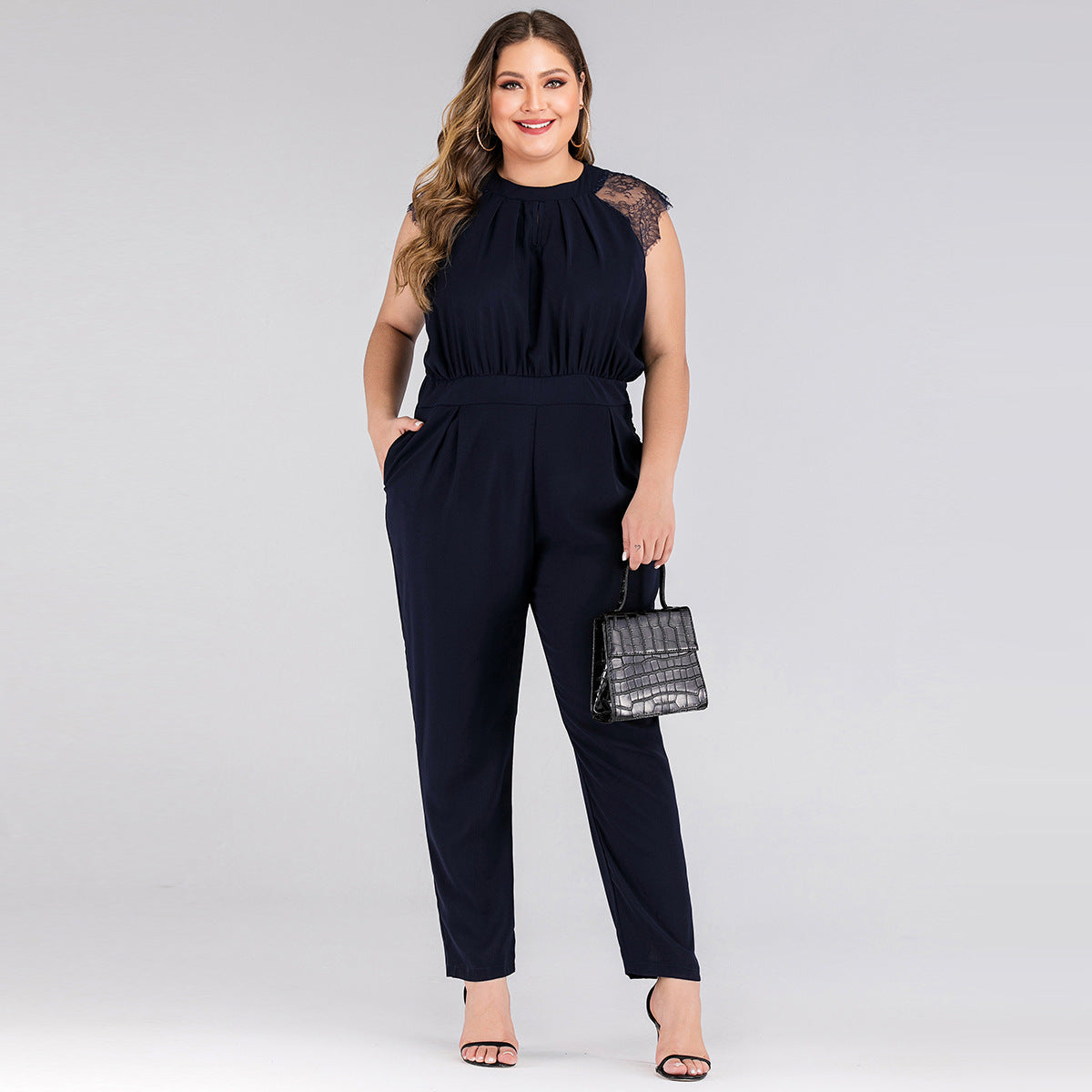 Plus size women's lace jumpsuit trousers - MINOOO's