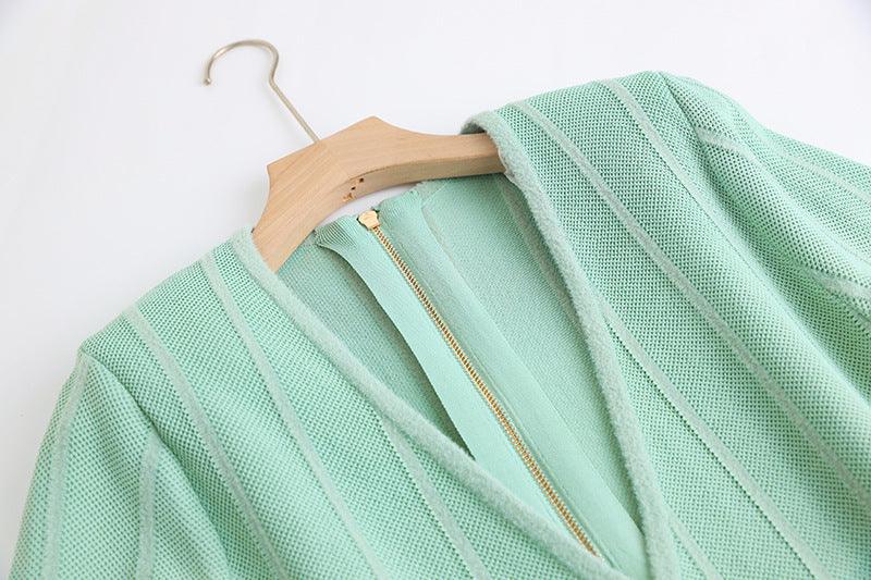 Elegant Mint Knit Blazer Dress - MINOOO's