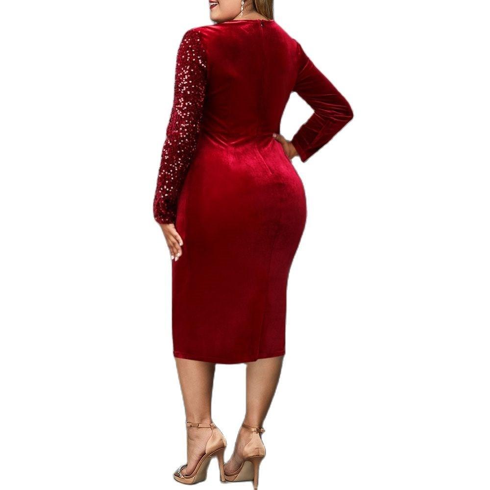 Ruby Plus Size Velvet Midi Dress - MINOOO's