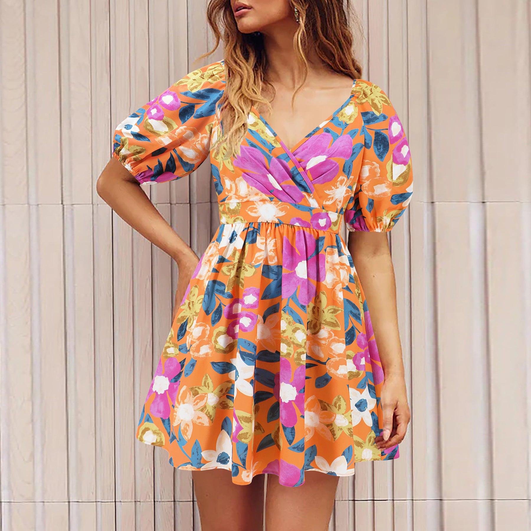 Blooming Floral Summer Mini Dress - MINOOO's