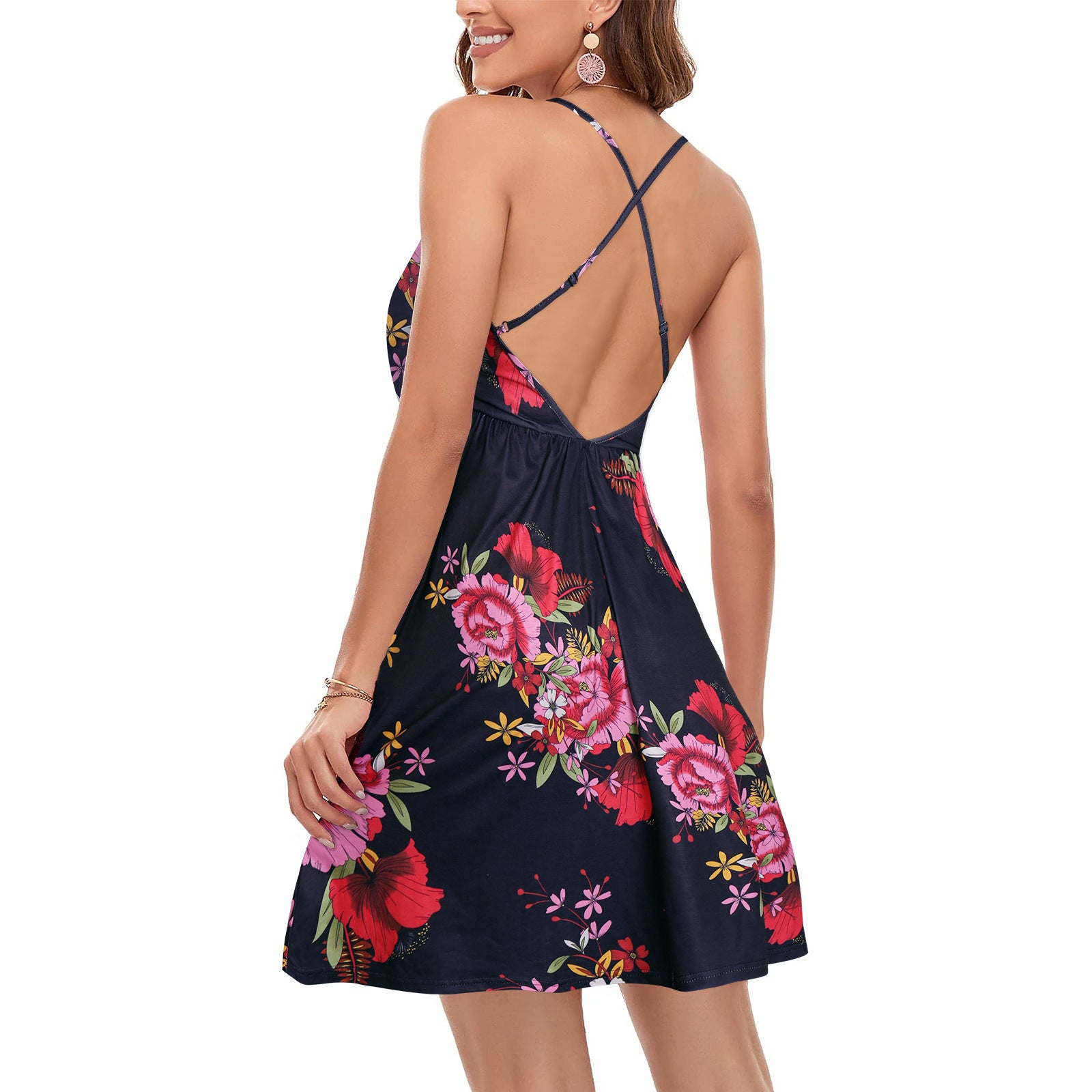 Floral Nocturne V-Neck Dress - MINOOO's