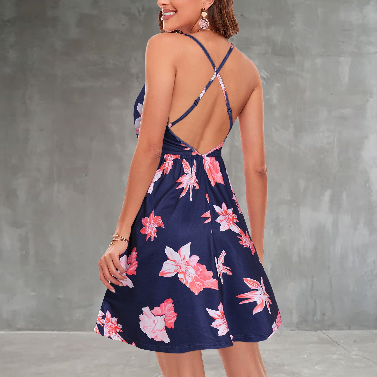 Floral Nocturne V-Neck Dress - MINOOO's