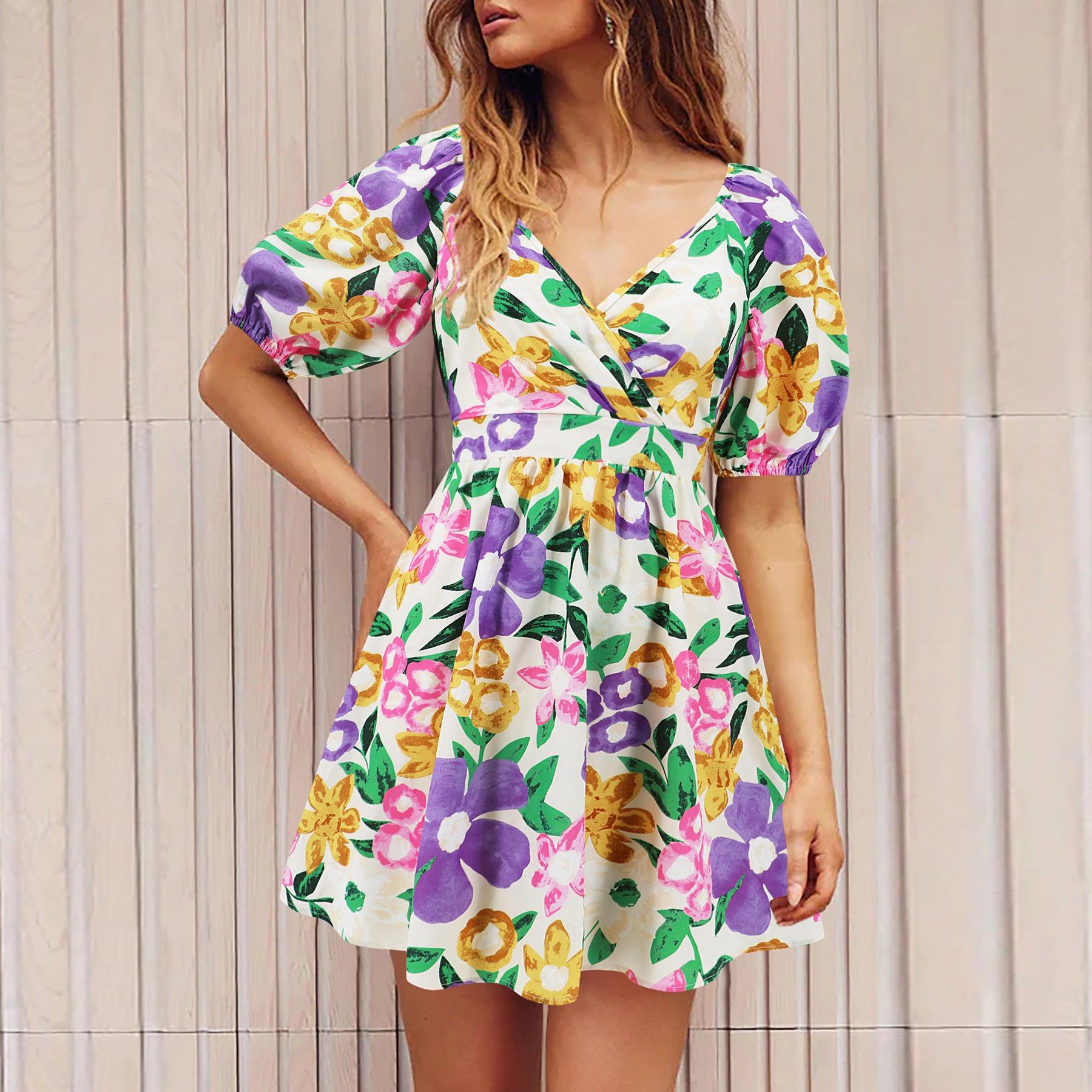 Blooming Floral Summer Mini Dress - MINOOO's