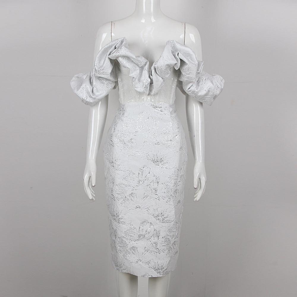 Chic Ruffled and Floral-Print Party Dress - MINOOO's