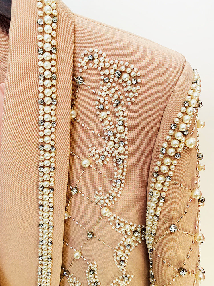 Opulent Elegance: Handmade Beaded Suit dress Jacket - MINOOO's