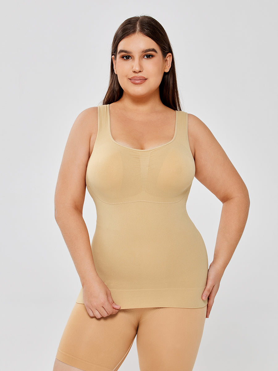 Stretch Cotton Cami With Built-in Shelf Bra - MINOOO's