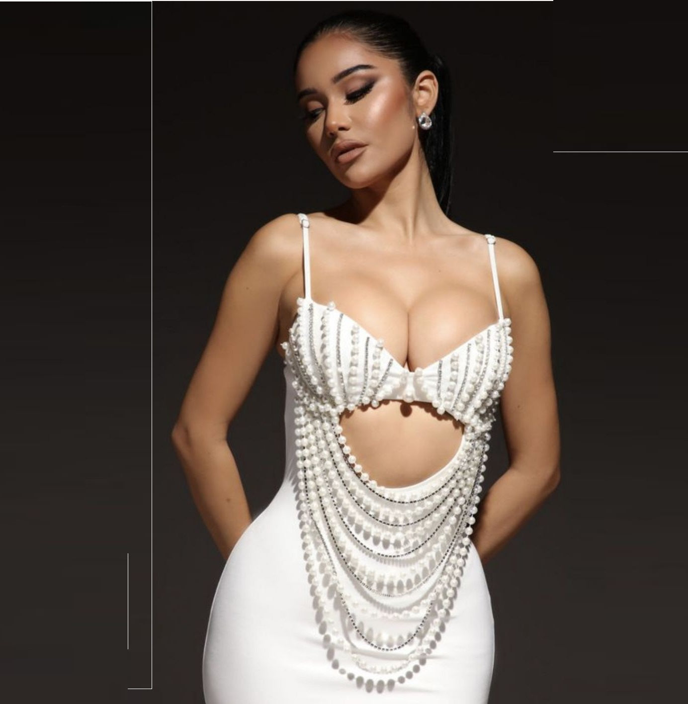 Black And White Sling Party Dress - MINOOO's