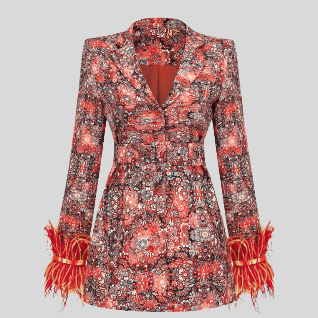 Boho-Chic Floral Feather Cuff Blazer - MINOOO's
