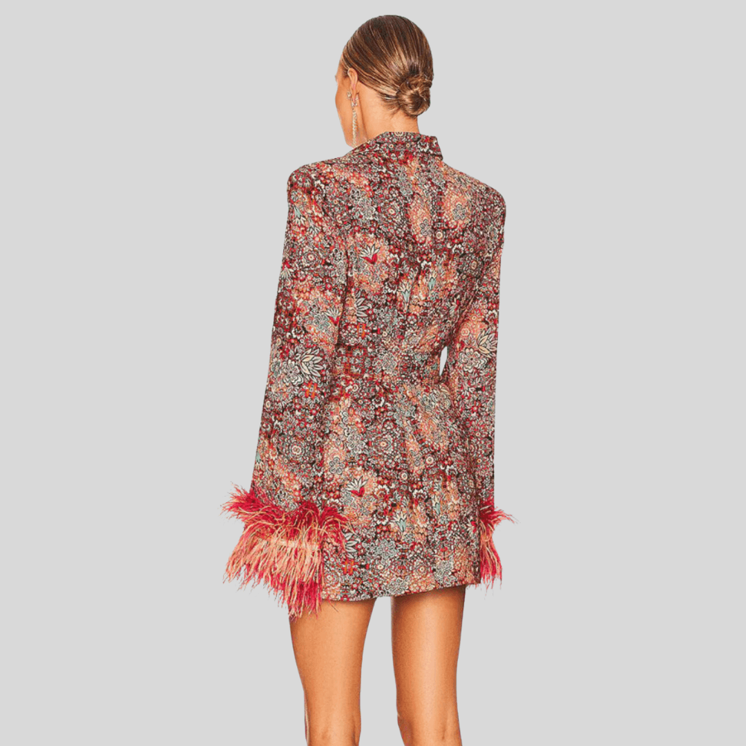 Boho-Chic Floral Feather Cuff Blazer - MINOOO's