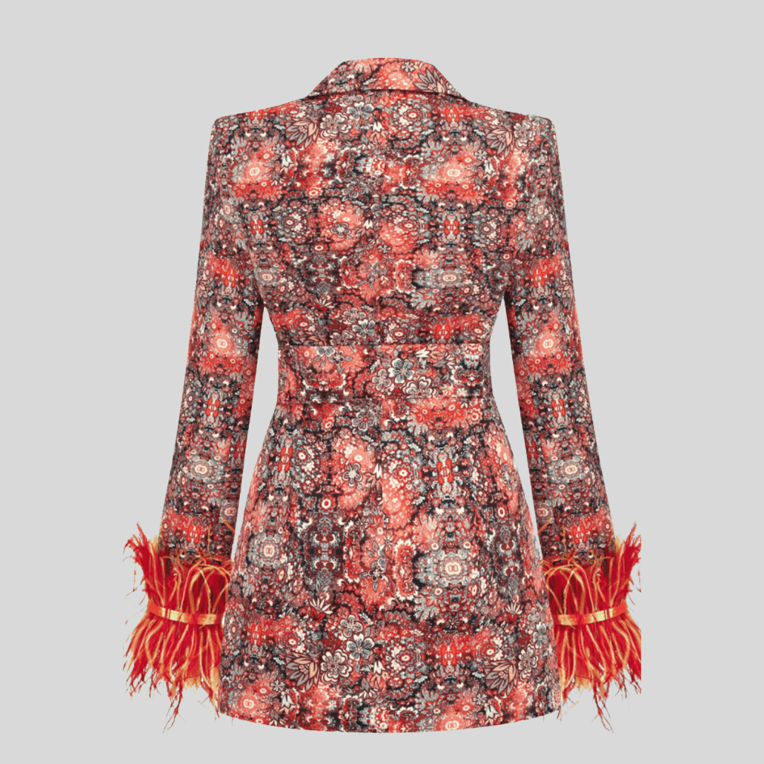 Boho-Chic Floral Feather Cuff Blazer - MINOOO's