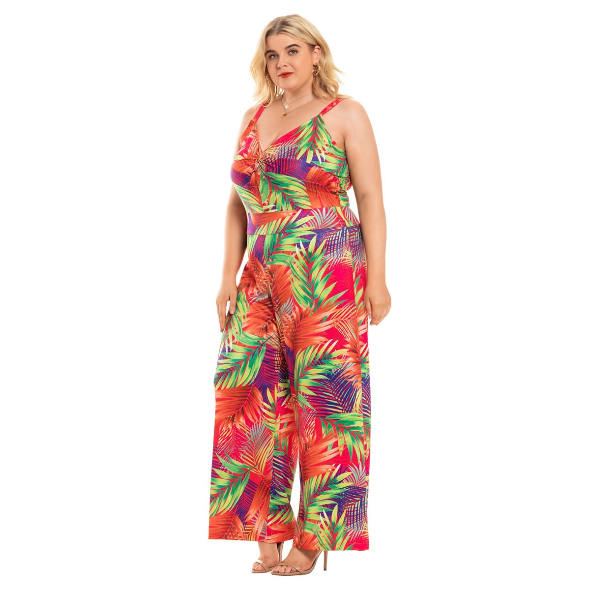 Vibrant Tropical Plus Size Jumpsuit - MINOOO's