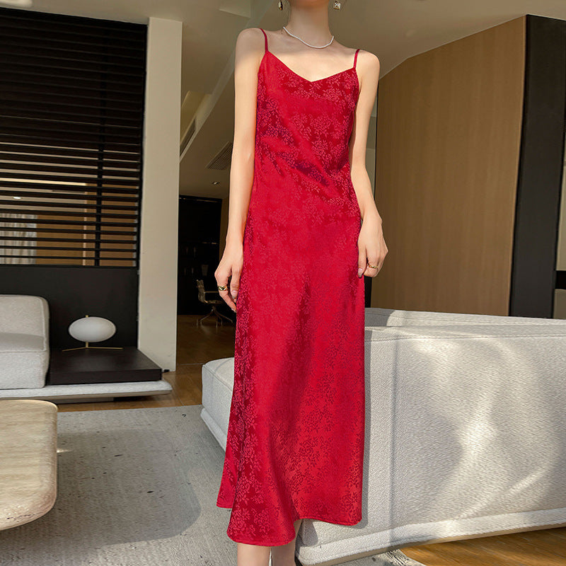 Sophisticated Acetate Satin Slip Dress - MINOOO's