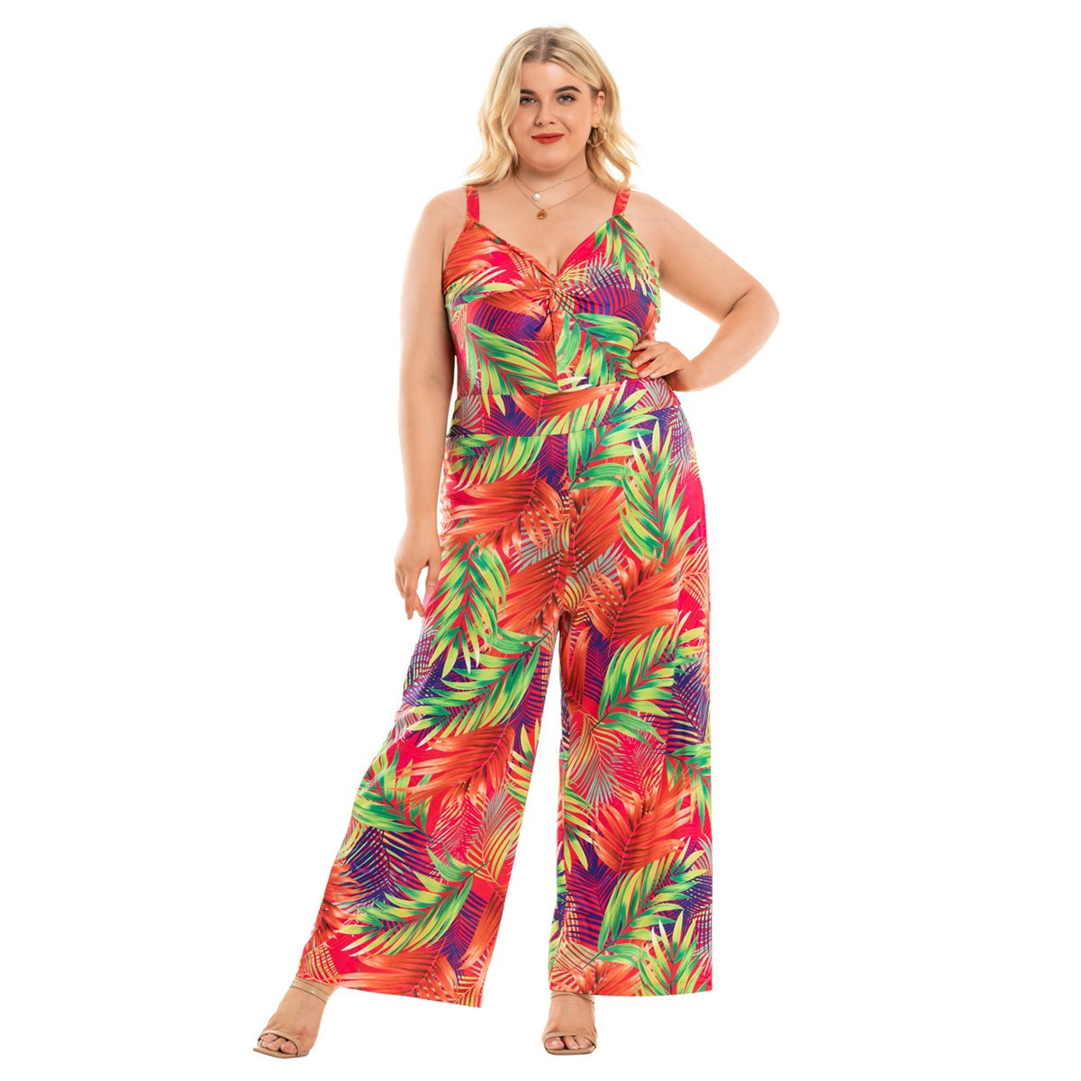 Vibrant Tropical Plus Size Jumpsuit - MINOOO's