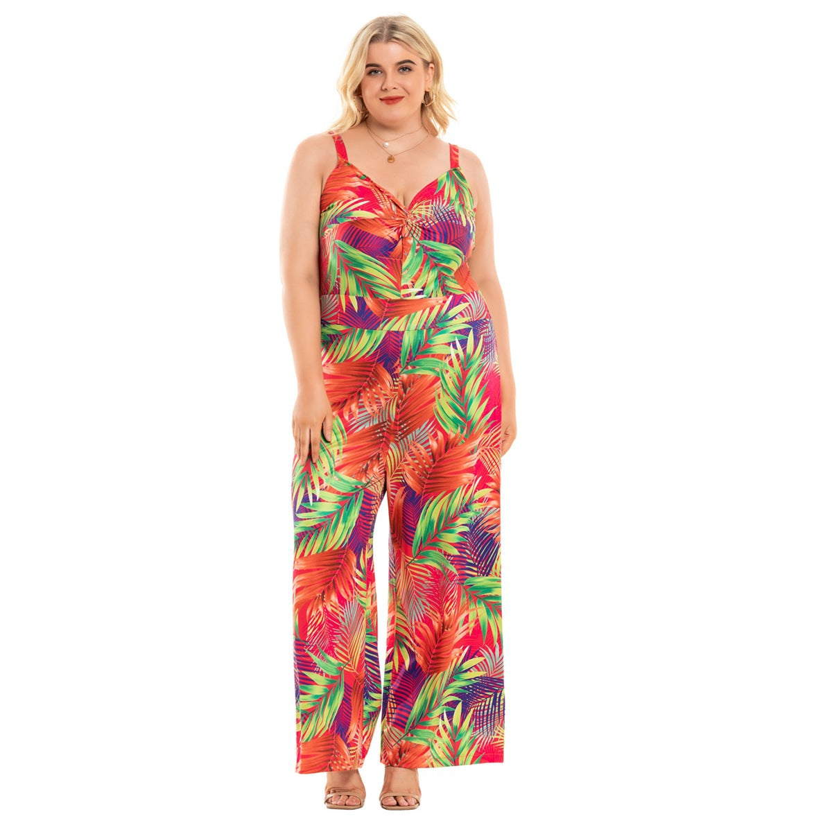 Vibrant Tropical Plus Size Jumpsuit - MINOOO's