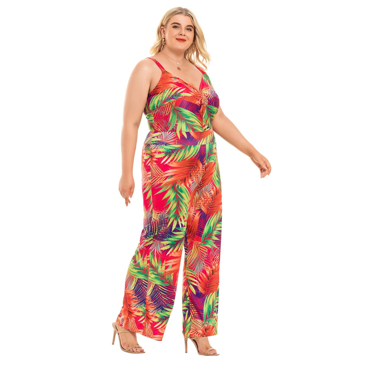 Vibrant Tropical Plus Size Jumpsuit - MINOOO's