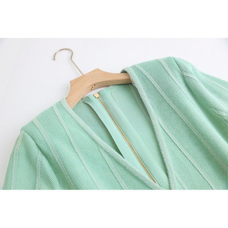 Elegant Mint Knit Blazer Dress - MINOOO's