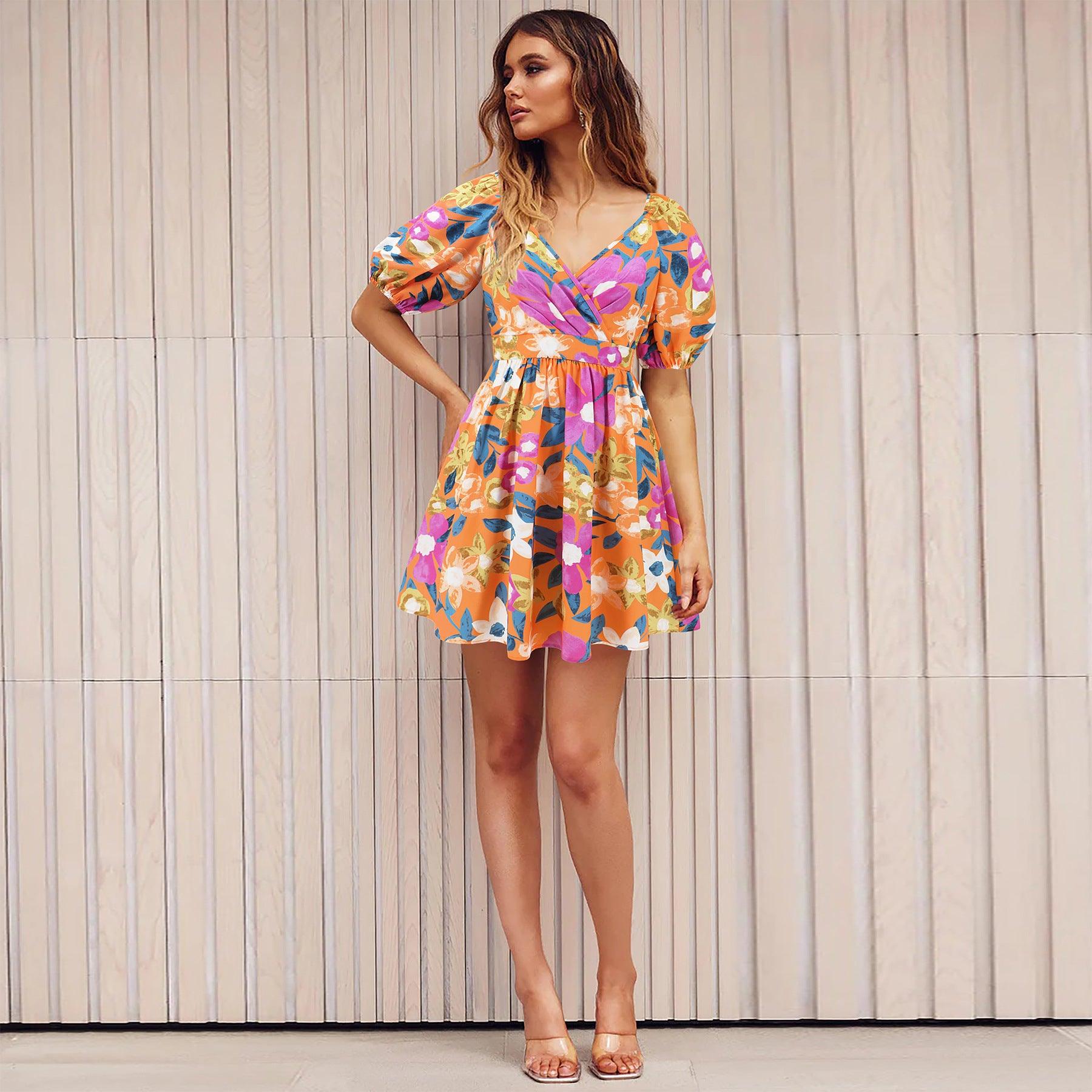 Blooming Floral Summer Mini Dress - MINOOO's