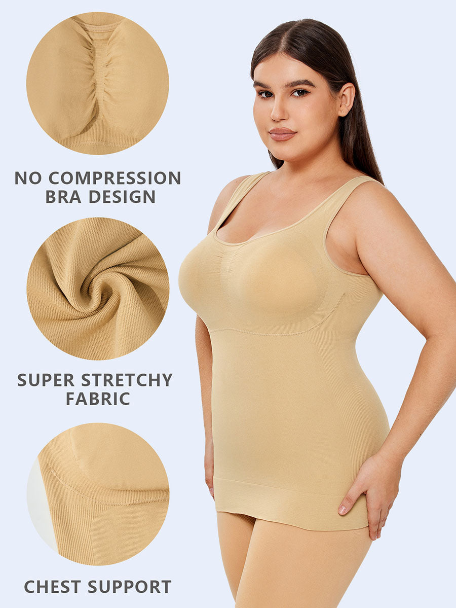 Stretch Cotton Cami With Built-in Shelf Bra - MINOOO's