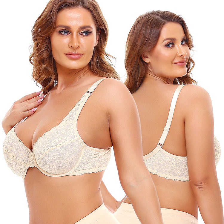 Underwired Lace Jacquard +Size Bra - MINOOO's