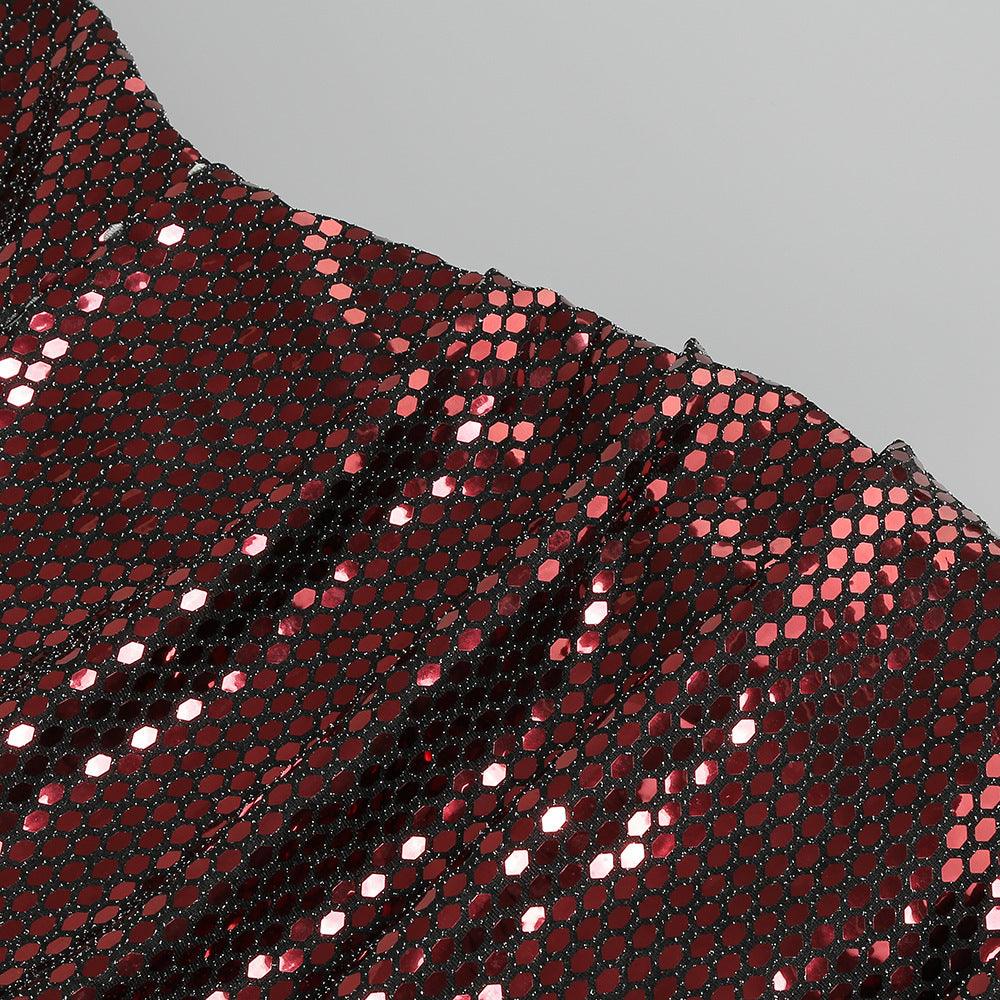 Glamorous One-Shoulder Sequin Mini Dress - MINOOO's