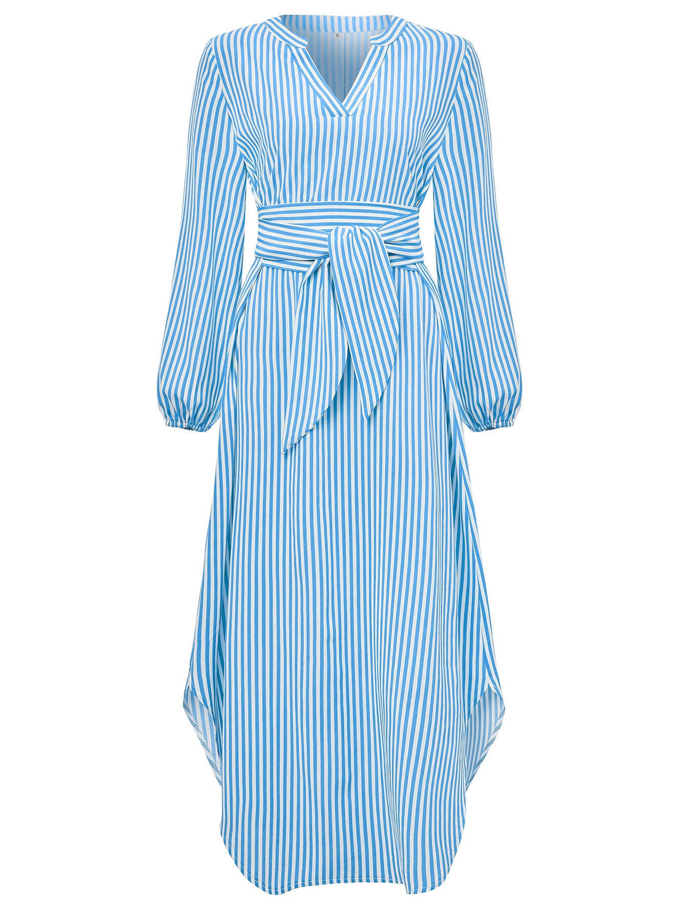 Fashion V-neck Striped Tied Dress - MINOOO's