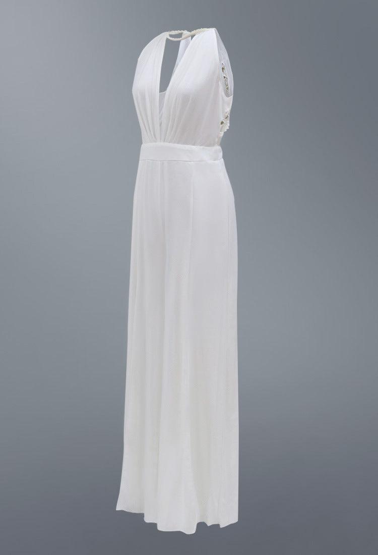 Bridal Jumpsuit with Embroidered Back - MINOOO's