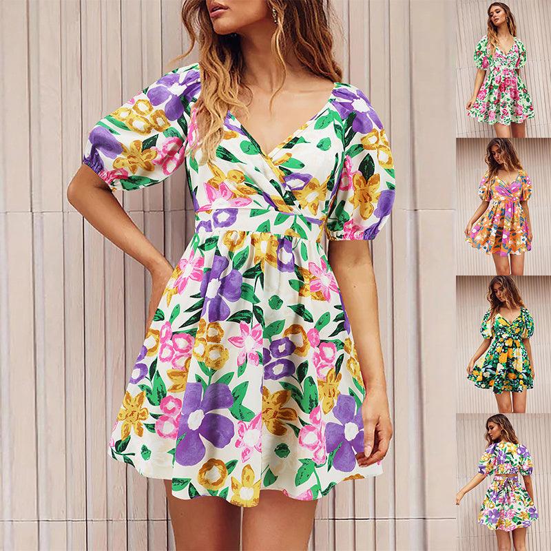Blooming Floral Summer Mini Dress - MINOOO's